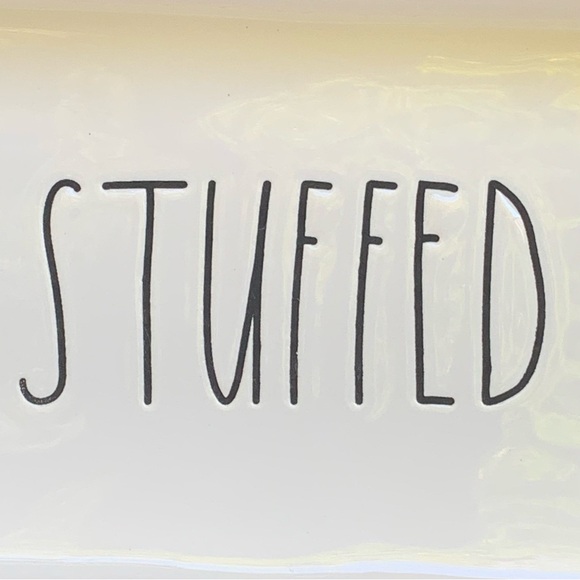 Rae Dunn STUFFED Baking Dish Pan White Black Large Letters Dimples NWT 2017 OG - Picture 3 of 16